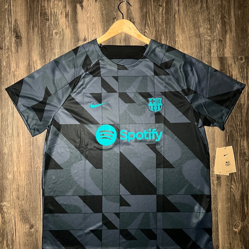 Nike Men's Barcelona Jersey - Black and Teal